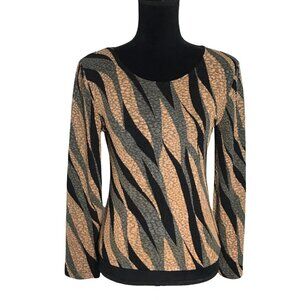 Dottie G Petites Multicolor Long Sleeve Textured Pullover Top - Sz PS